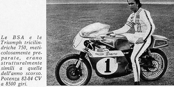 Gene Romero and particular reservoir Triumph Trident (Vintage Motorcycle Racing Photos)